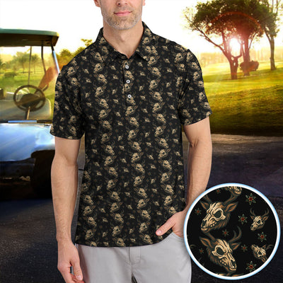 Krampus Christmas Pattern Golf Shirt, Crazy Xmas Golf Polos, Golf Gift For Men