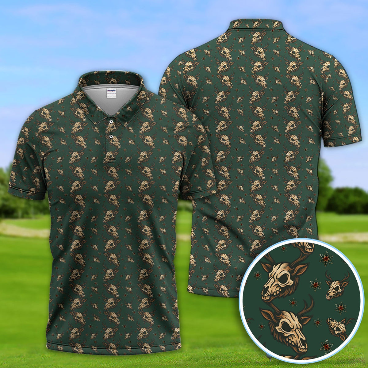 Krampus Christmas Pattern Golf Shirt, Crazy Xmas Golf Polos, Golf Gift For Men
