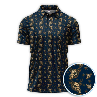 Krampus Christmas Pattern Golf Shirt, Crazy Xmas Golf Polos, Golf Gift For Men