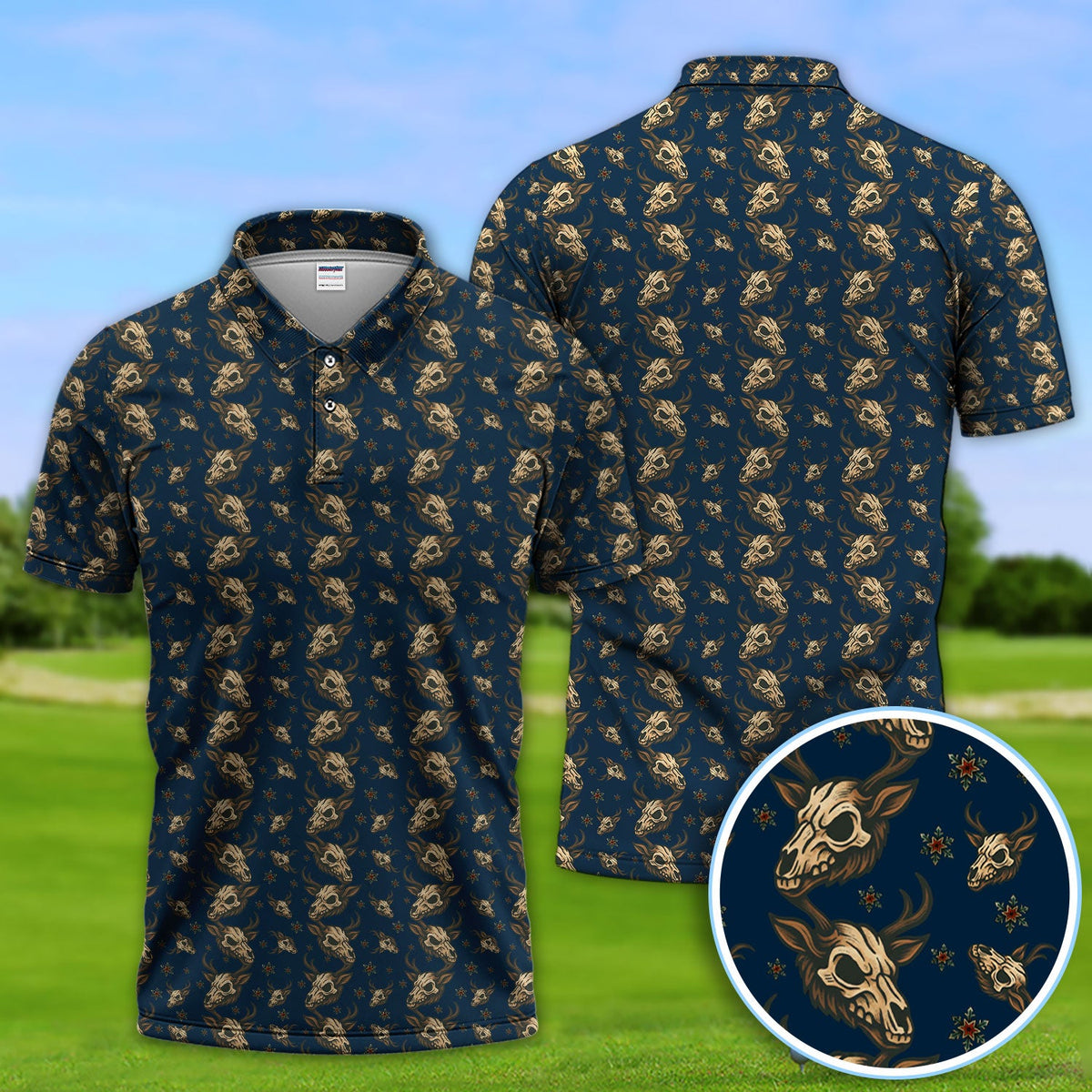 Krampus Christmas Pattern Golf Shirt, Crazy Xmas Golf Polos, Golf Gift For Men