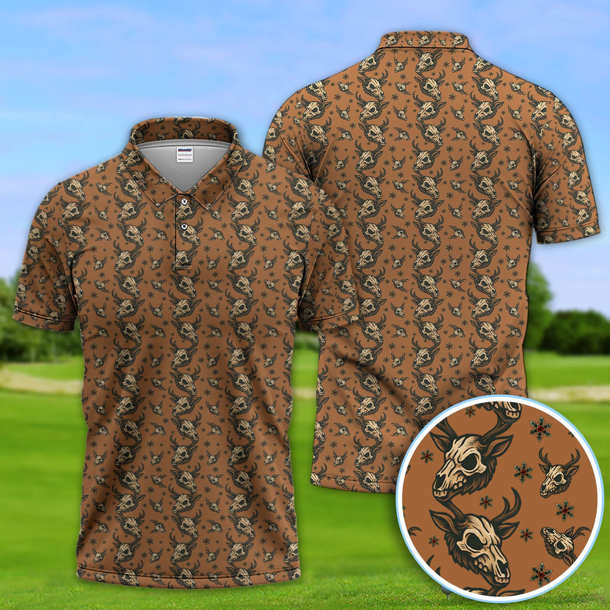 Krampus Christmas Pattern Golf Shirt, Crazy Xmas Golf Polos, Golf Gift For Men