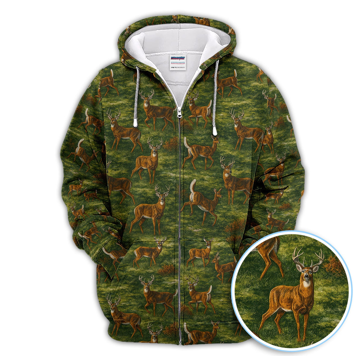 Deer Pattern Polo, Classic Wildlife Hunting Style Golf Shirt, Crazy Golf Shirt For Men