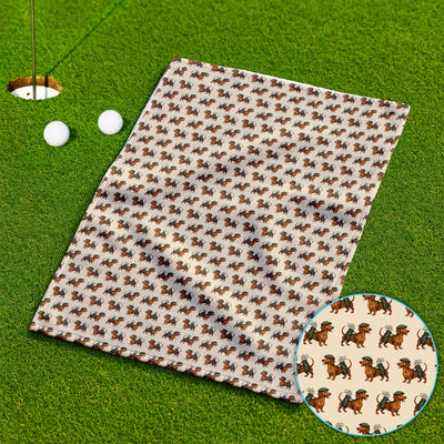 Dachshund Pattern Golf Towel, Crazy Dachshund Golf Towels For Men, Golf Gift For Golfer