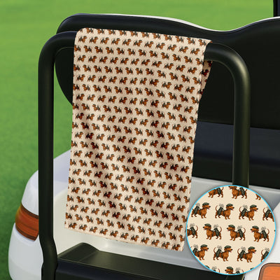 Dachshund Pattern Golf Towel, Crazy Dachshund Golf Towels For Men, Golf Gift For Golfer
