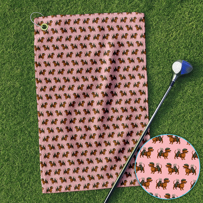 Dachshund Pattern Golf Towel, Crazy Dachshund Golf Towels For Men, Golf Gift For Golfer