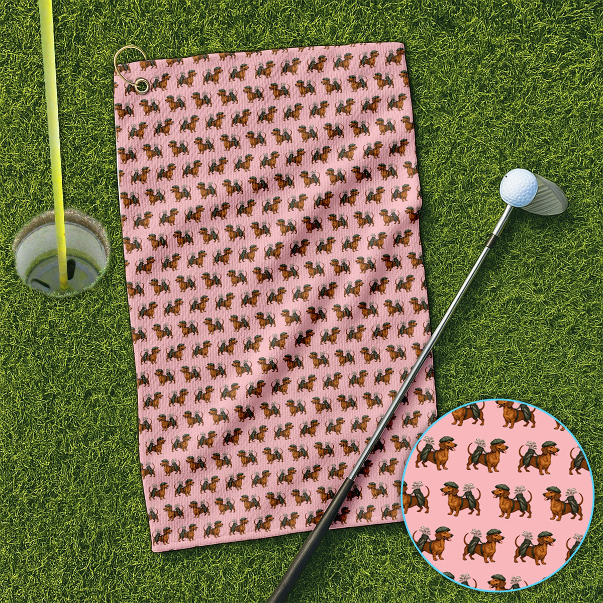 Dachshund Pattern Golf Towel, Crazy Dachshund Golf Towels For Men, Golf Gift For Golfer