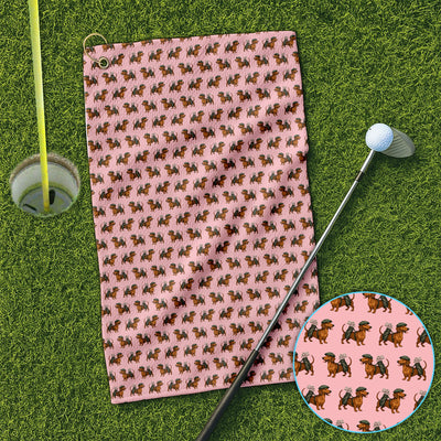 Dachshund Pattern Golf Towel, Crazy Dachshund Golf Towels For Men, Golf Gift For Golfer
