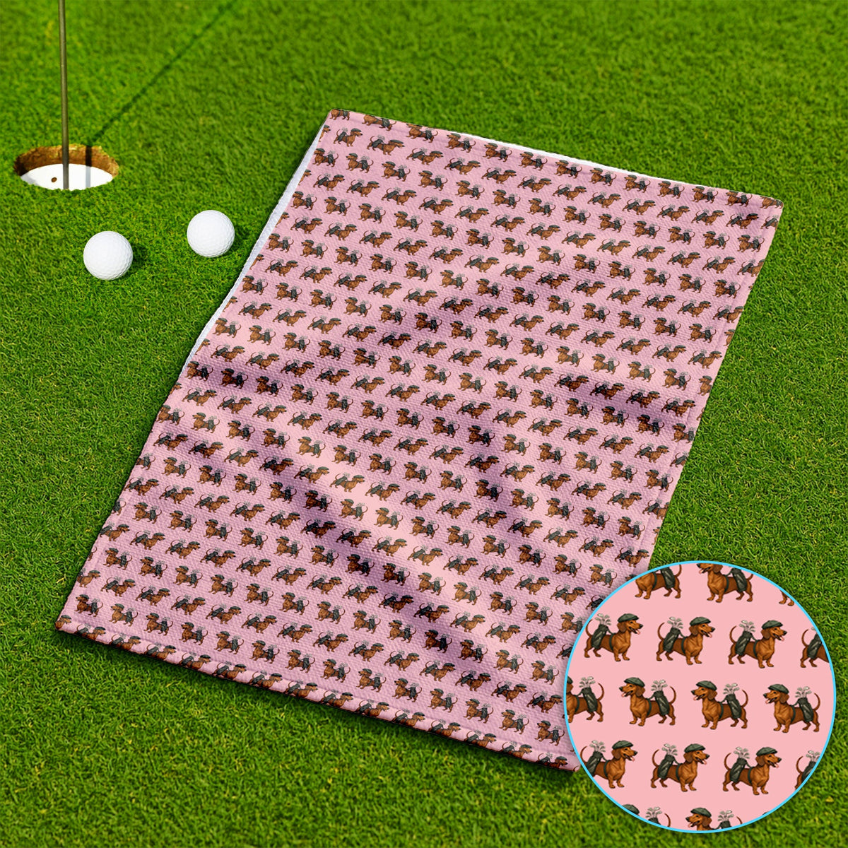 Dachshund Pattern Golf Towel, Crazy Dachshund Golf Towels For Men, Golf Gift For Golfer
