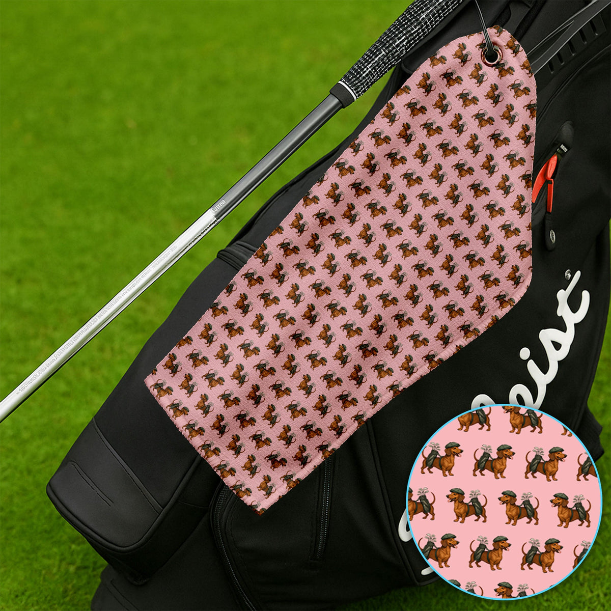 Dachshund Pattern Golf Towel, Crazy Dachshund Golf Towels For Men, Golf Gift For Golfer