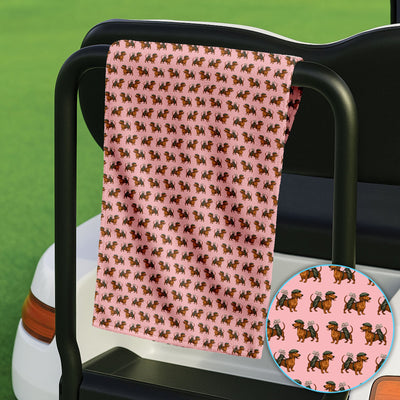 Dachshund Pattern Golf Towel, Crazy Dachshund Golf Towels For Men, Golf Gift For Golfer