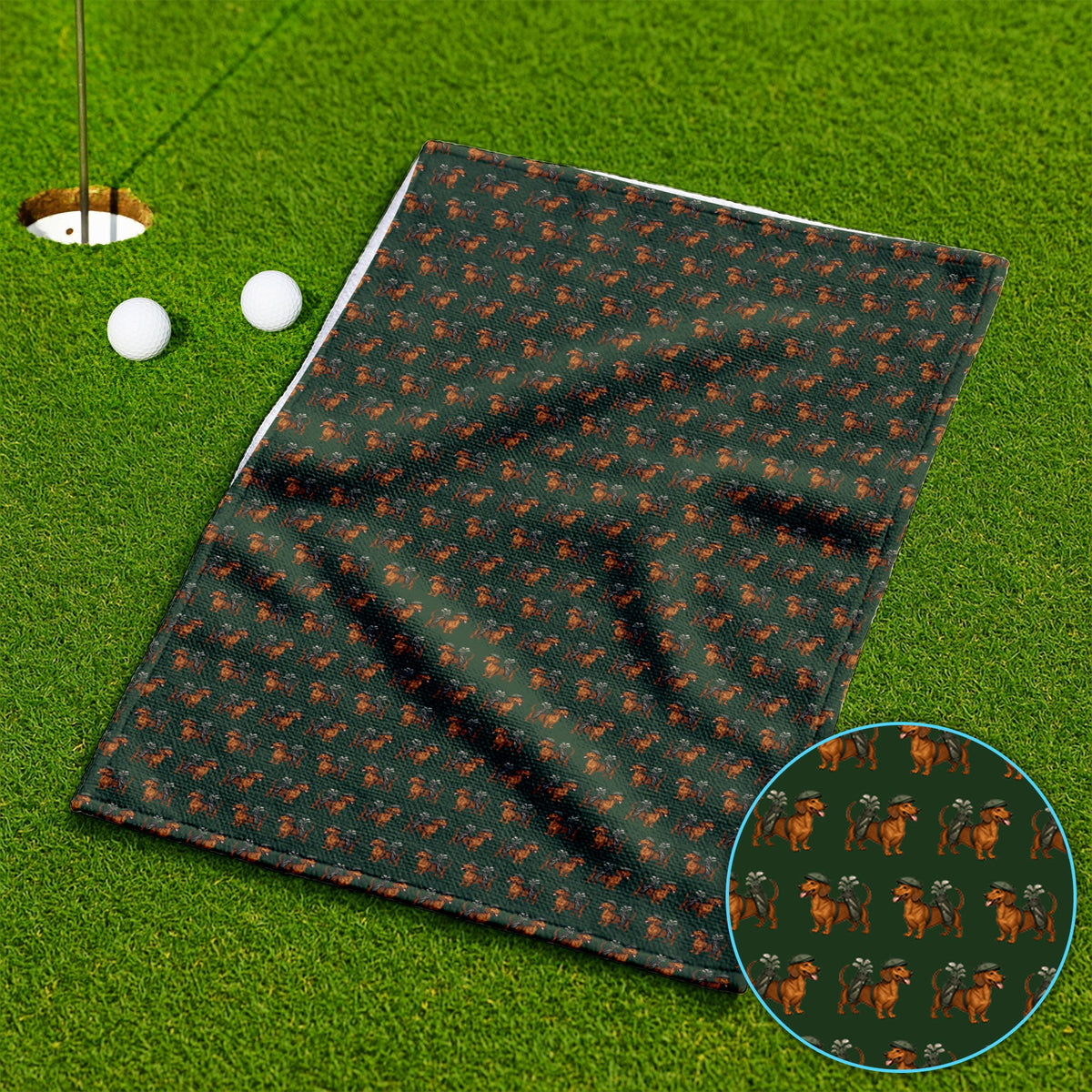 Dachshund Pattern Golf Towel, Crazy Dachshund Golf Towels For Men, Golf Gift For Golfer