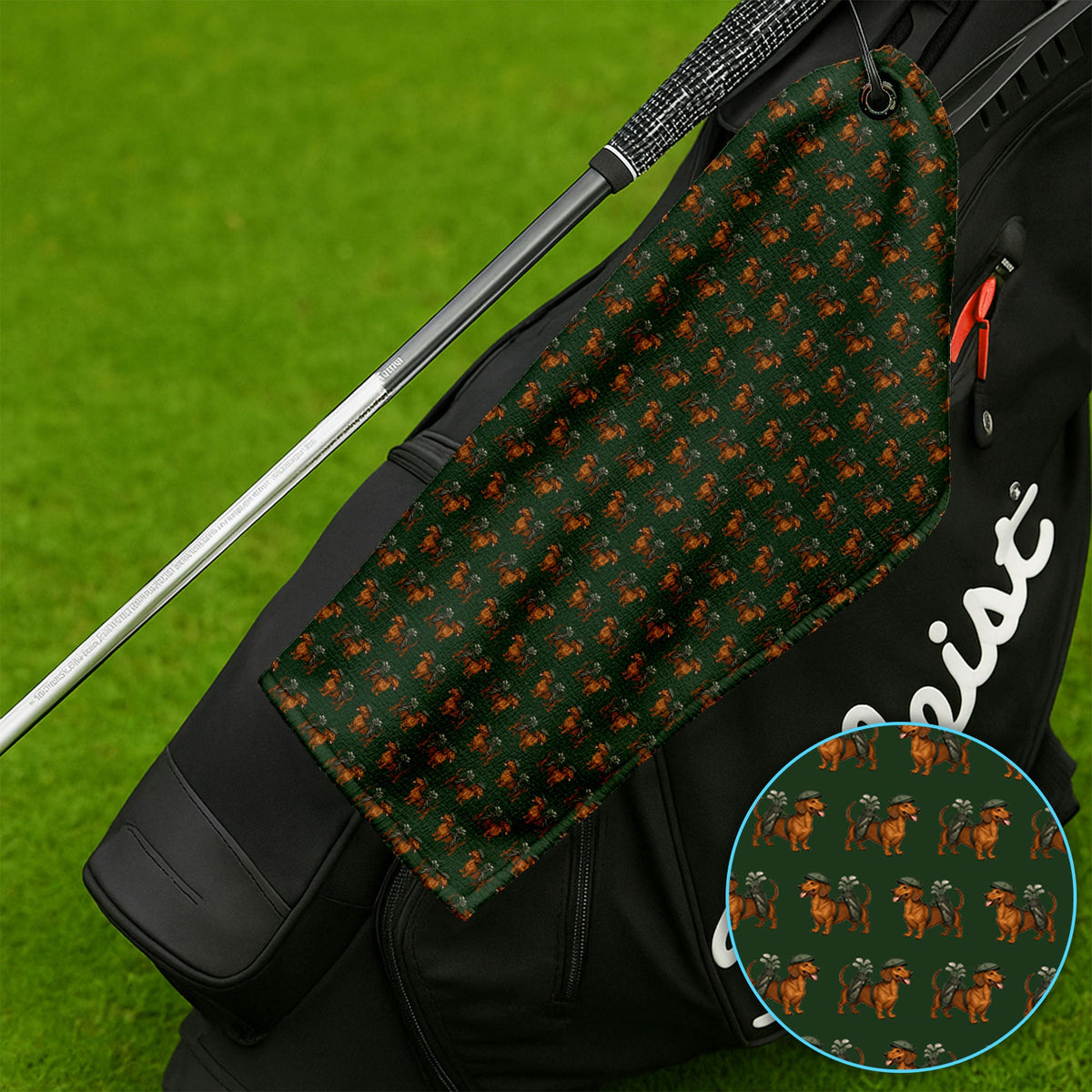 Dachshund Pattern Golf Towel, Crazy Dachshund Golf Towels For Men, Golf Gift For Golfer