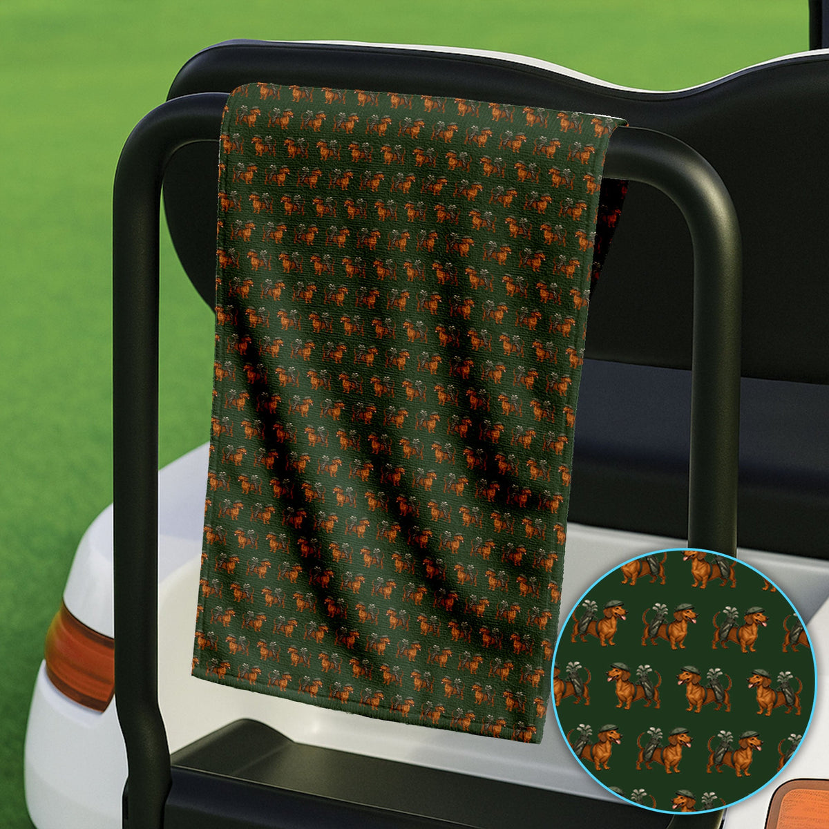 Dachshund Pattern Golf Towel, Crazy Dachshund Golf Towels For Men, Golf Gift For Golfer