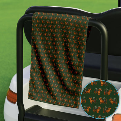 Dachshund Pattern Golf Towel, Crazy Dachshund Golf Towels For Men, Golf Gift For Golfer