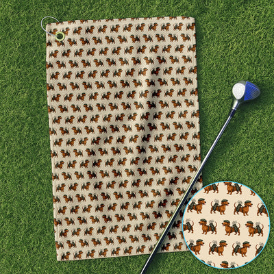 Dachshund Pattern Golf Towel, Crazy Dachshund Golf Towels For Men, Golf Gift For Golfer