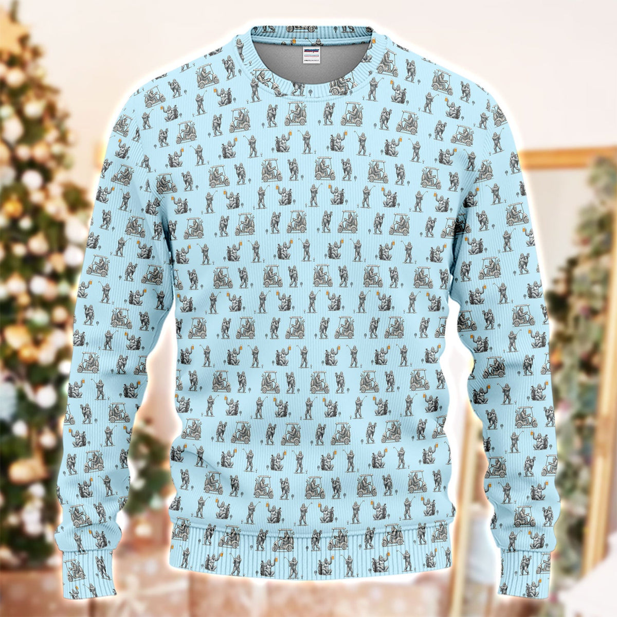 Funny Bigfoot Pattern Golf Ugly Sweater, Squatch Bigfoot Golf Sweater, Crazy Golf Gift For Men