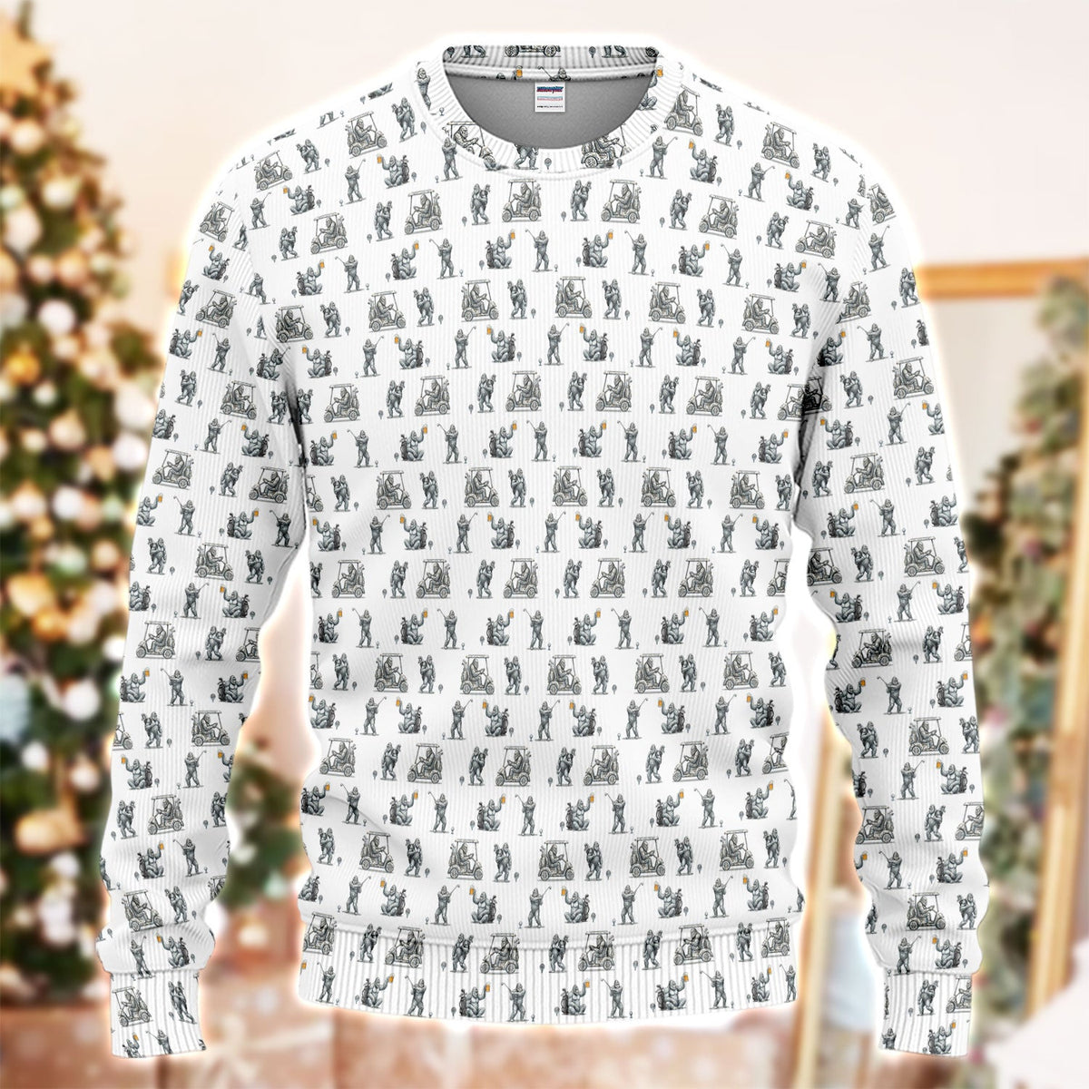 Funny Bigfoot Pattern Golf Ugly Sweater, Squatch Bigfoot Golf Sweater, Crazy Golf Gift For Men