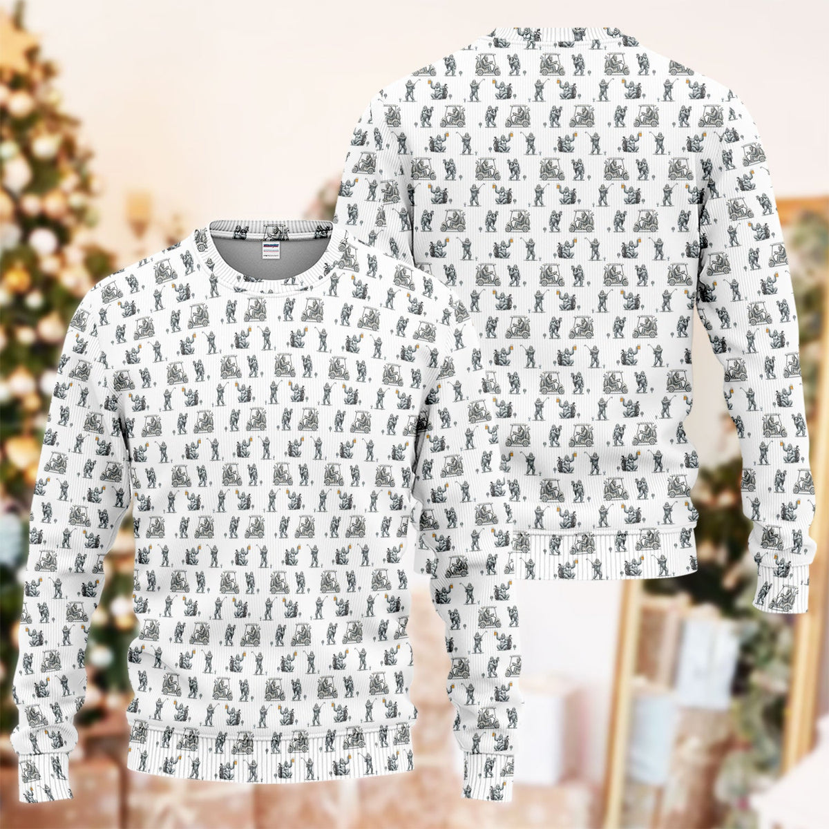 Funny Bigfoot Pattern Golf Ugly Sweater, Squatch Bigfoot Golf Sweater, Crazy Golf Gift For Men