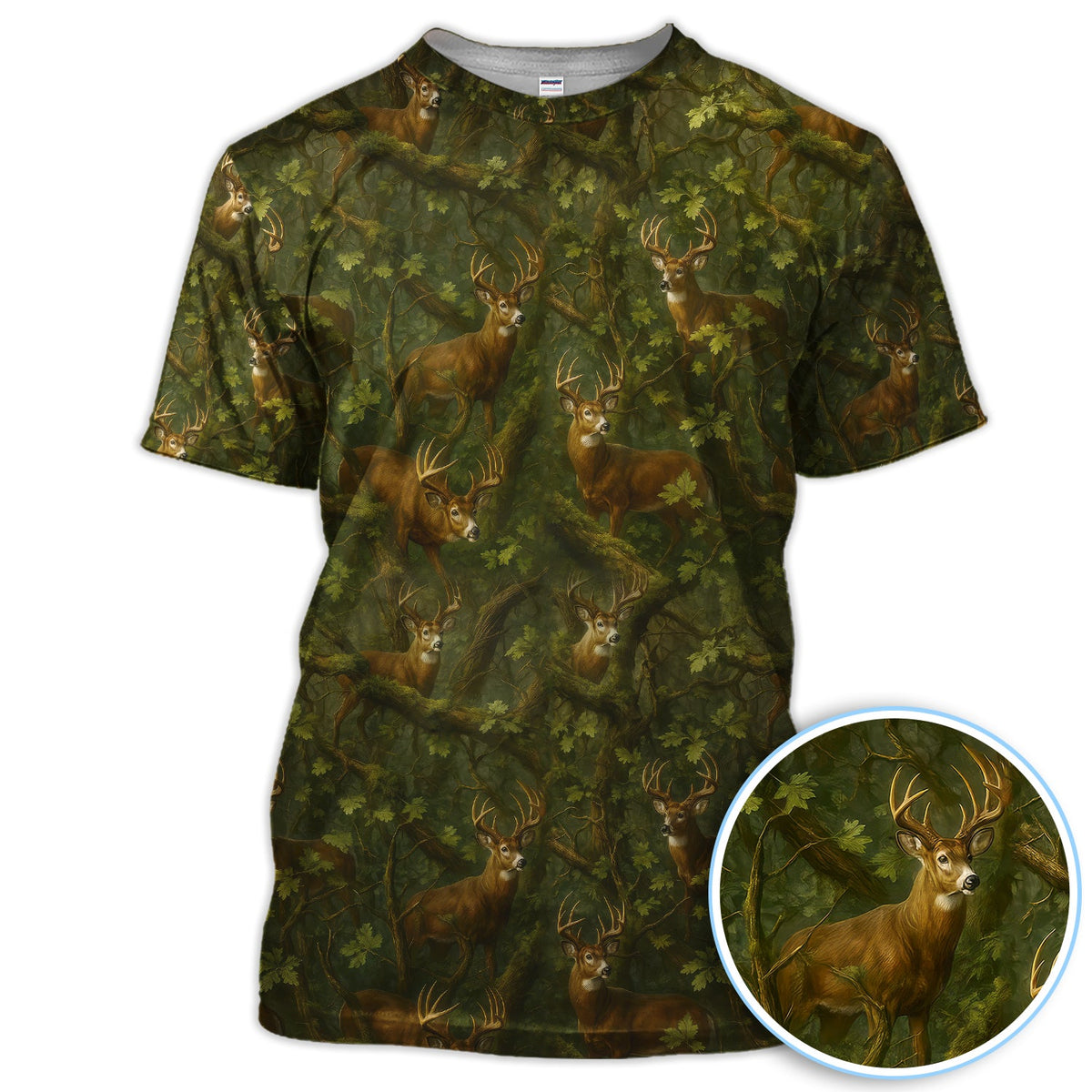 Whitetail Deer Forest Pattern Polo, Crazy Golf Shirt For Men, Golf Gift For Hunter