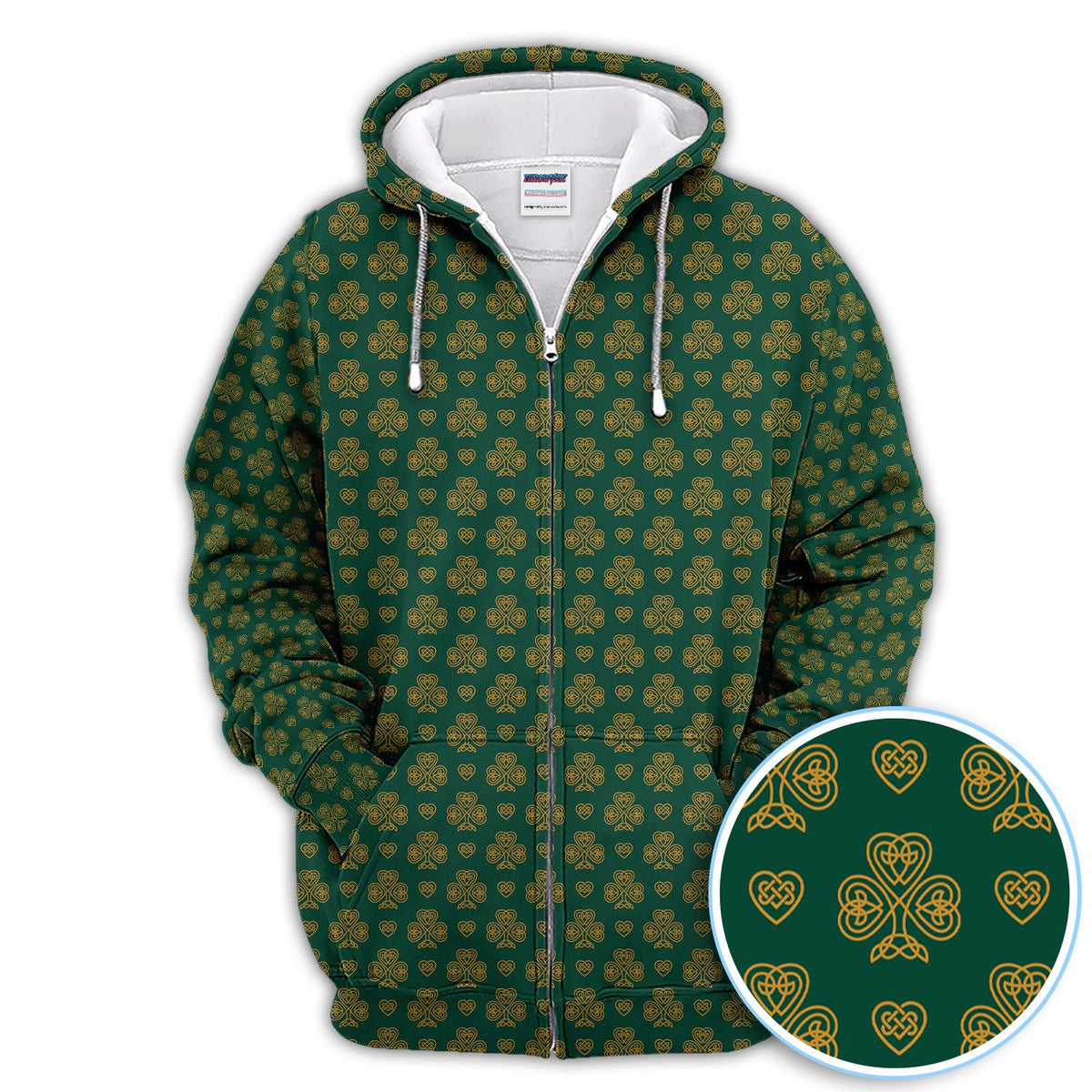 St. Patrick’s Day Shamrock Golf Polos, Celtic Clover Pattern Golfer Shirt, Irish Green Golf Gift For Golfer