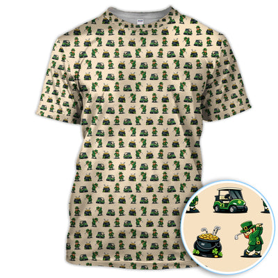 St. Patrick’s Day Pattern Golf Polos, Leprechaun Golf Shirt, Funny Golf Shirts For Men