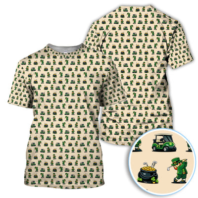 St. Patrick’s Day Pattern Golf Polos, Leprechaun Golf Shirt, Funny Golf Shirts For Men