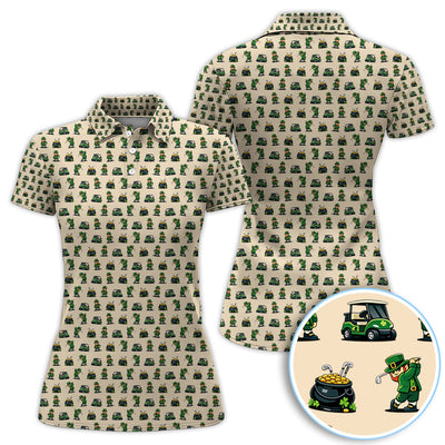 St. Patrick’s Day Pattern Golf Polos, Leprechaun Golf Shirt, Funny Golf Shirts For Men