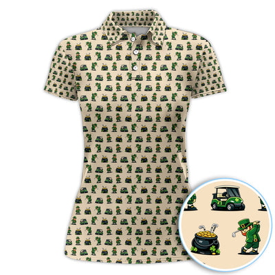 St. Patrick’s Day Pattern Golf Polos, Leprechaun Golf Shirt, Funny Golf Shirts For Men