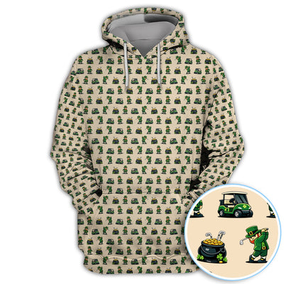 St. Patrick’s Day Pattern Golf Polos, Leprechaun Golf Shirt, Funny Golf Shirts For Men