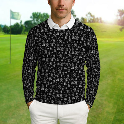 Squatch Bigfoot Pattern Golf Ugly Sweater, Funny Bigfoot Golf Sweater, Golf Gift For Men