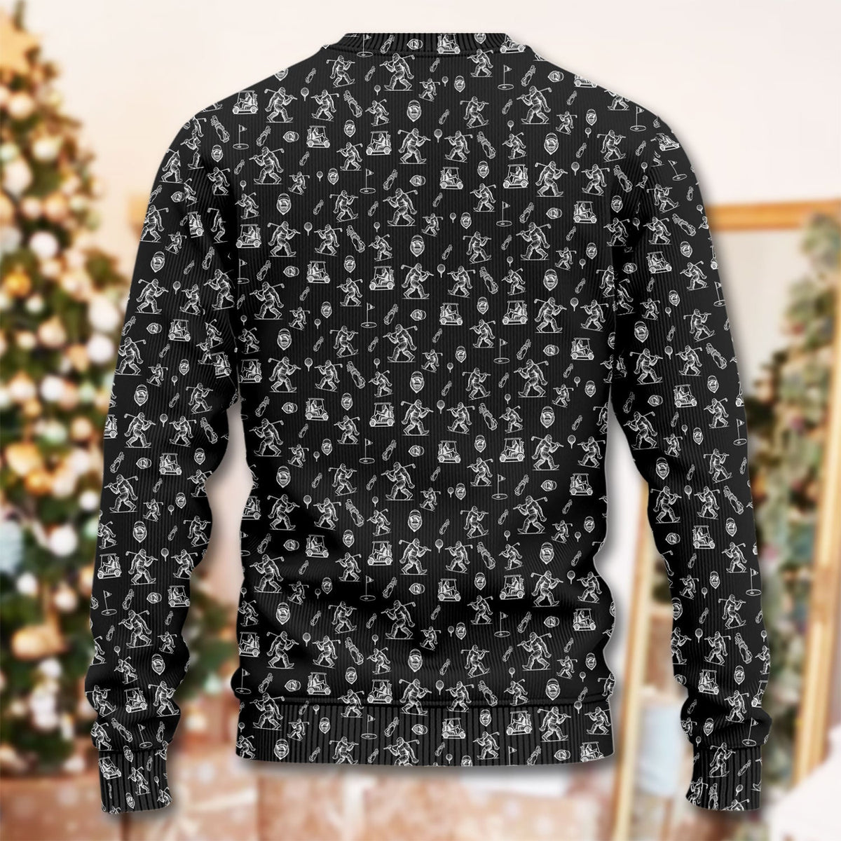 Squatch Bigfoot Pattern Golf Ugly Sweater, Funny Bigfoot Golf Sweater, Golf Gift For Men