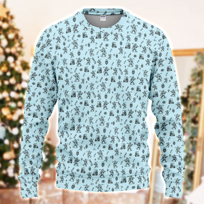Squatch Bigfoot Pattern Golf Ugly Sweater, Funny Bigfoot Golf Sweater, Golf Gift For Men