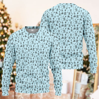 Squatch Bigfoot Pattern Golf Ugly Sweater, Funny Bigfoot Golf Sweater, Golf Gift For Men