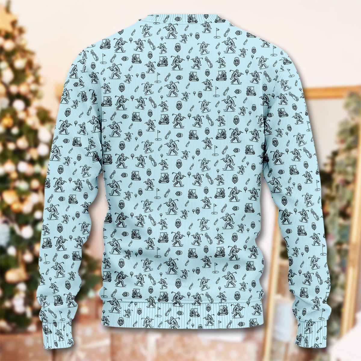 Squatch Bigfoot Pattern Golf Ugly Sweater, Funny Bigfoot Golf Sweater, Golf Gift For Men