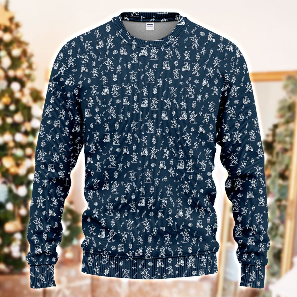 Squatch Bigfoot Pattern Golf Ugly Sweater, Funny Bigfoot Golf Sweater, Golf Gift For Men