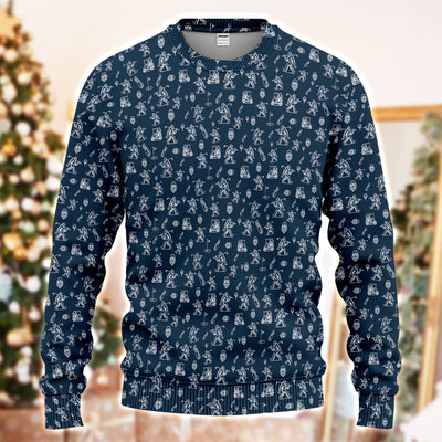 Squatch Bigfoot Pattern Golf Ugly Sweater, Funny Bigfoot Golf Sweater, Golf Gift For Men
