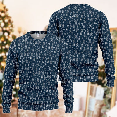 Squatch Bigfoot Pattern Golf Ugly Sweater, Funny Bigfoot Golf Sweater, Golf Gift For Men