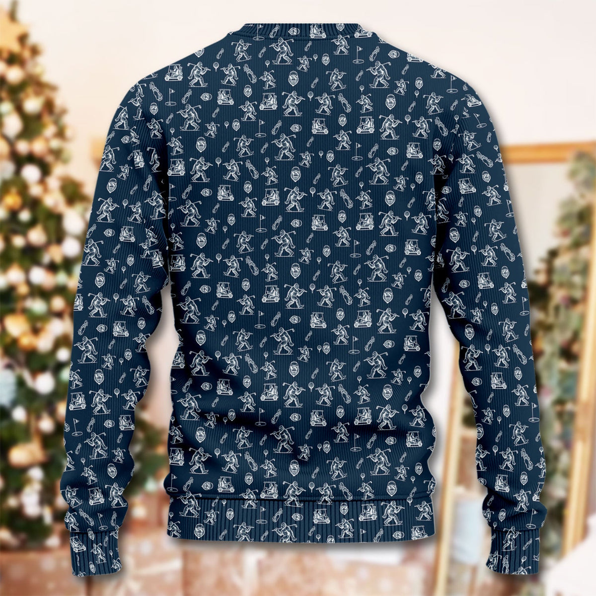 Squatch Bigfoot Pattern Golf Ugly Sweater, Funny Bigfoot Golf Sweater, Golf Gift For Men