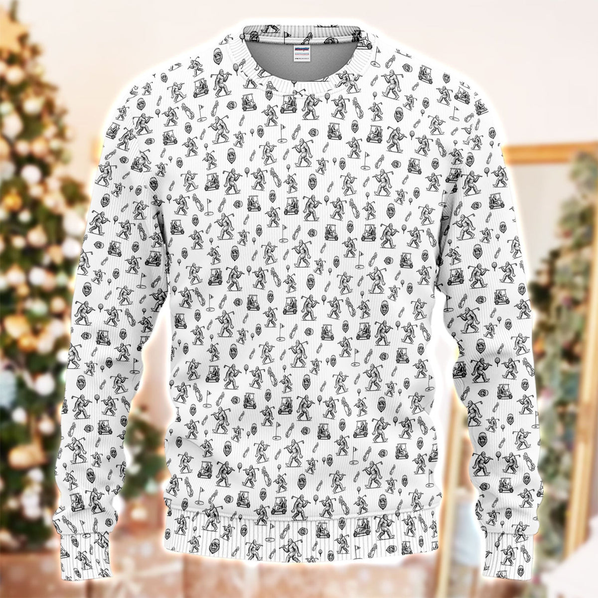 Squatch Bigfoot Pattern Golf Ugly Sweater, Funny Bigfoot Golf Sweater, Golf Gift For Men