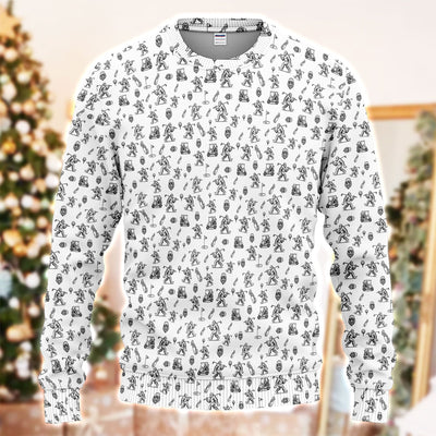 Squatch Bigfoot Pattern Golf Ugly Sweater, Funny Bigfoot Golf Sweater, Golf Gift For Men