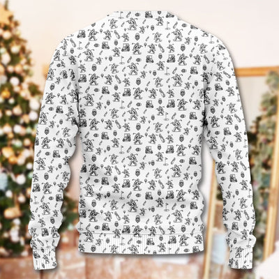 Squatch Bigfoot Pattern Golf Ugly Sweater, Funny Bigfoot Golf Sweater, Golf Gift For Men