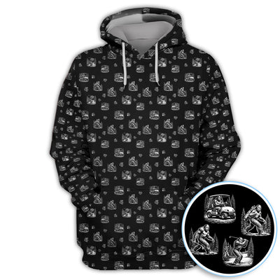 Bigfoot Pattern Golf Polos, Funny Sasquatch Golf Shirt, Crazy Golf Gift For Men