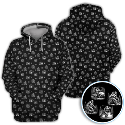 Bigfoot Pattern Golf Polos, Funny Sasquatch Golf Shirt, Crazy Golf Gift For Men