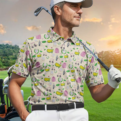 Crazy Pattern Golf Shirt, Vintage Golf Polos, Golf Gift For Golfer