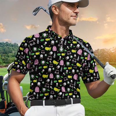 Crazy Pattern Golf Shirt, Vintage Golf Polos, Golf Gift For Golfer