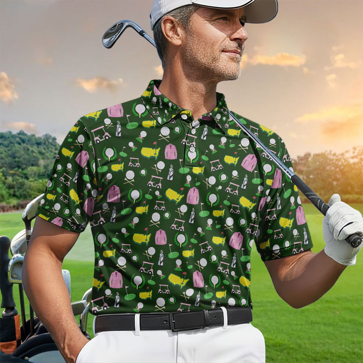 Crazy Pattern Golf Shirt, Vintage Golf Polos, Golf Gift For Golfer