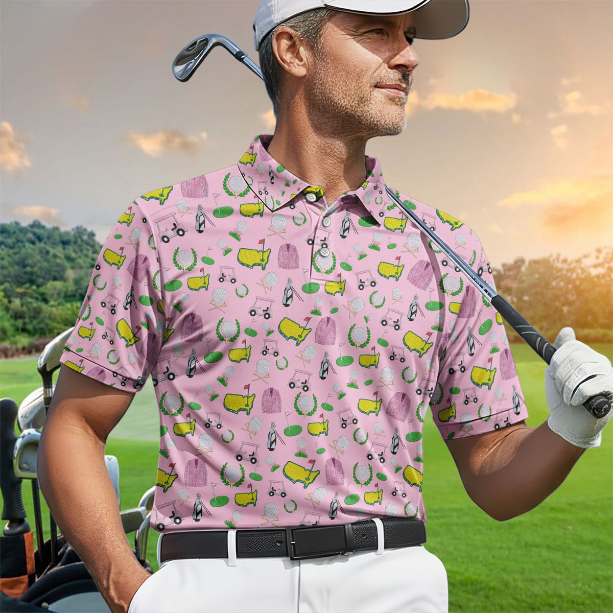 Crazy Pattern Golf Shirt, Vintage Golf Polos, Golf Gift For Golfer