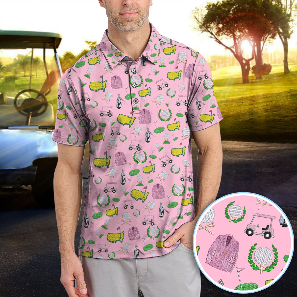 Crazy Pattern Golf Shirt, Vintage Golf Polos, Golf Gift For Golfer