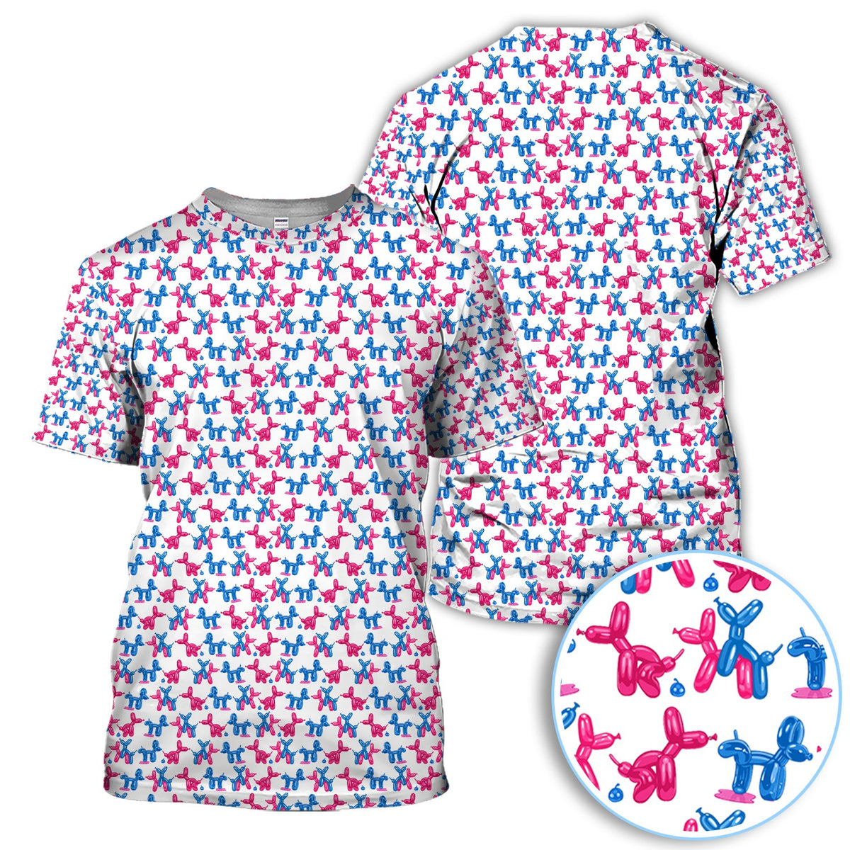 Balloon Dog Pattern Golf Polos, Funny Golf Shirts For Men, Golf Gift For Golfer