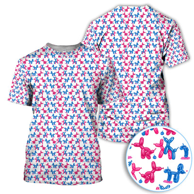 Balloon Dog Pattern Golf Polos, Funny Golf Shirts For Men, Golf Gift For Golfer